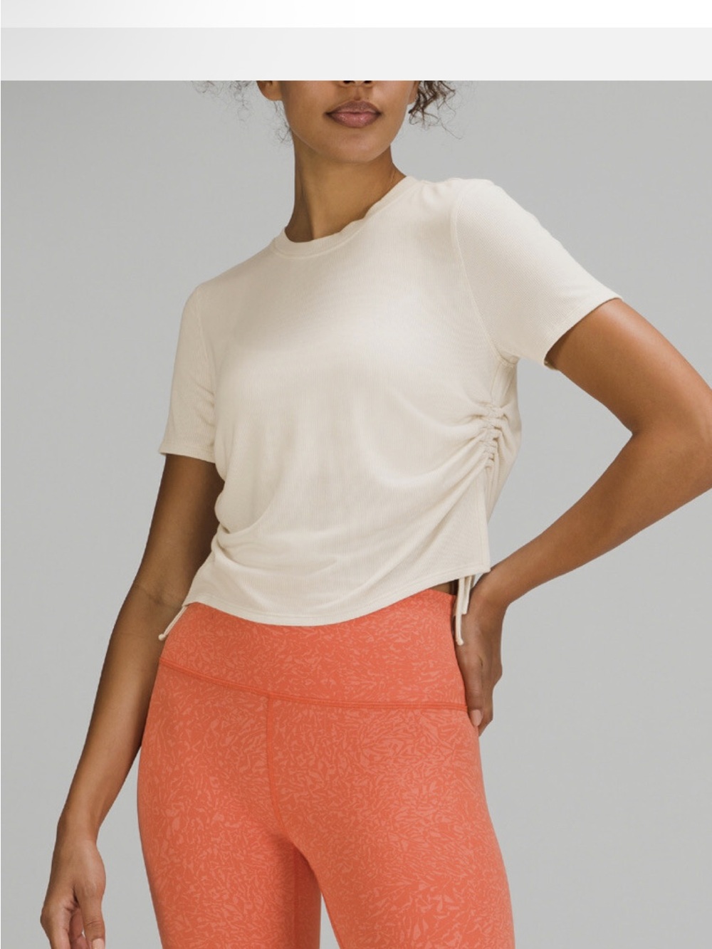 lululemon athletica Short Sleeve Ruched Tee in Cream